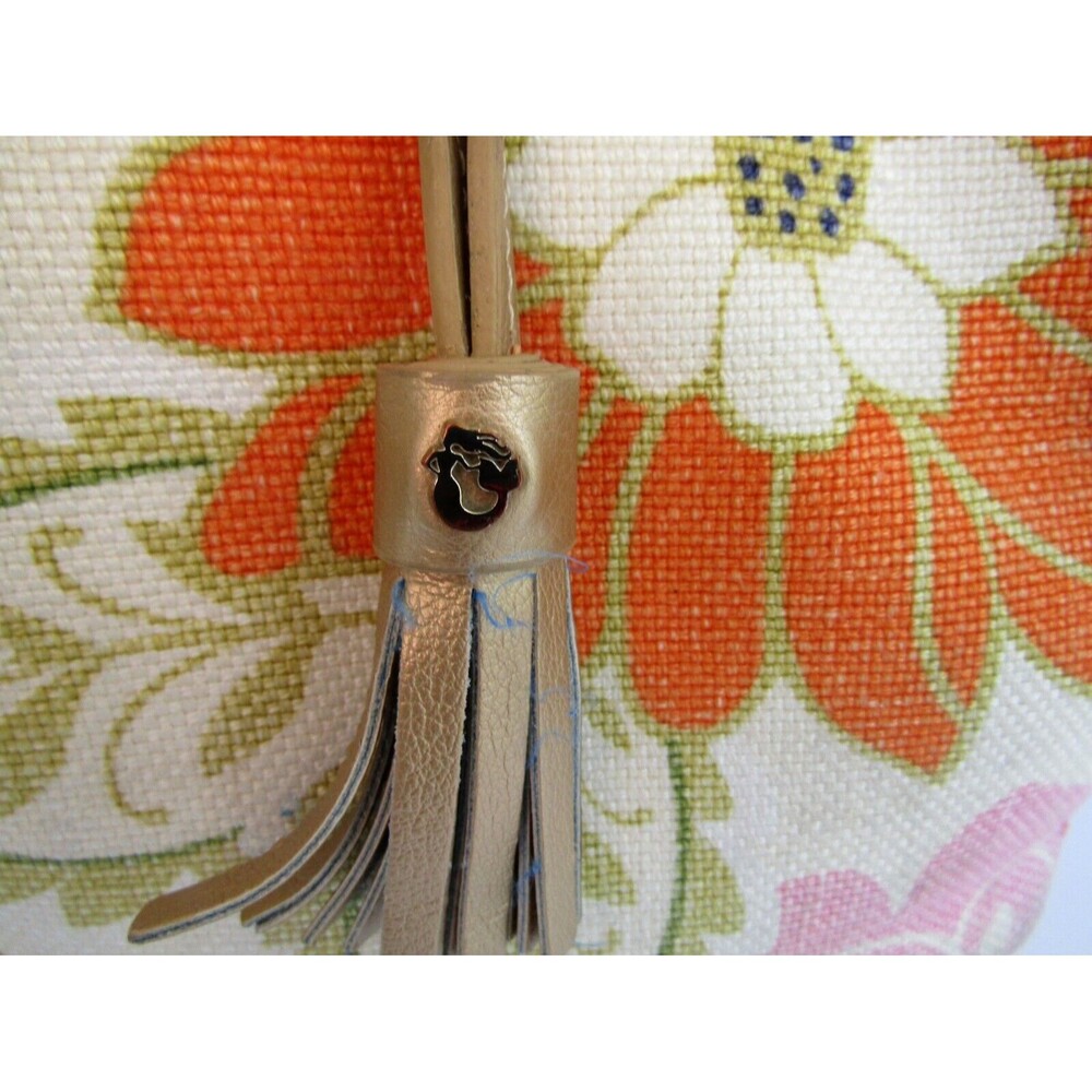 Spartina 449 Daufuskie Floral Bucket Bag Linen Leather Shoulder Purse - Picture 4 of 12